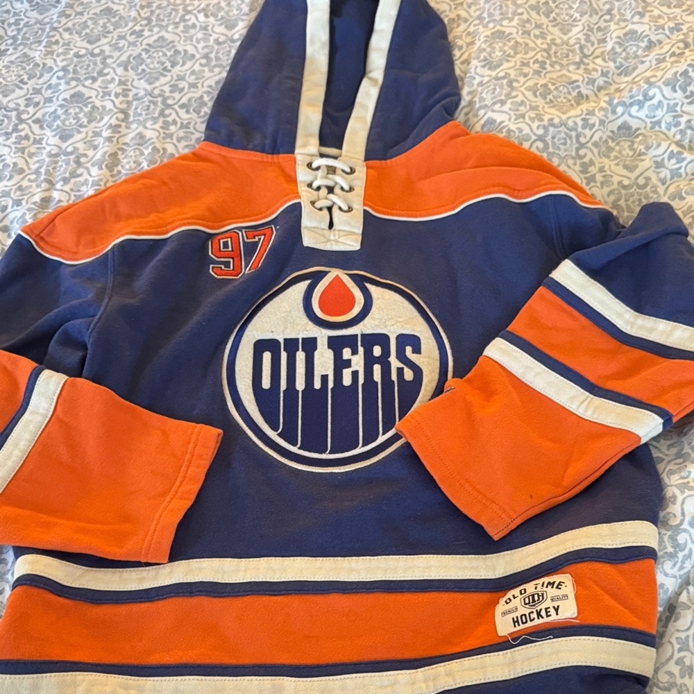 NHL Old Time Hockey Blue and Orange Hoodie